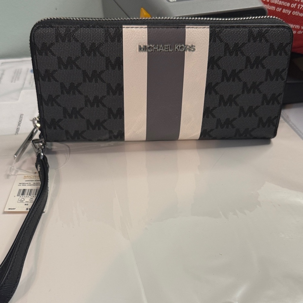 Michael Kors Monogram Black and Gray Wallet